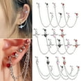 thumbnail image 2 of 1PC Surgical Steel CZ Gem Ear Tragus Cartilage Piercing Zircon Dangle Chain Earring Conch Ear Stud Helix Piercing Body  Jewelry, 2 of 10
