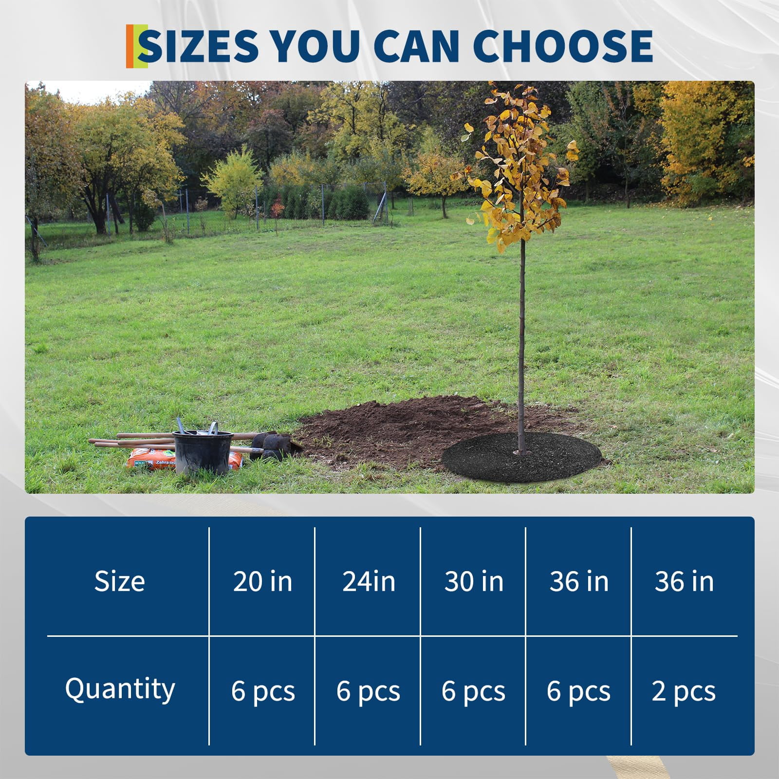 6 Pack 24 Inch Heavy Duty Rubber Mulch Ring for Trees - Round Tree Mulch Ring - Weed & Grass Control, Root Protection - No Staples Needed