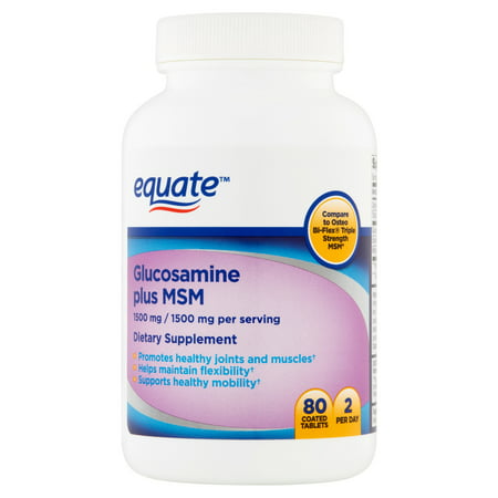 equate Glucosamine Plus MSM Complément alimentaire, 1500mg, 80 count