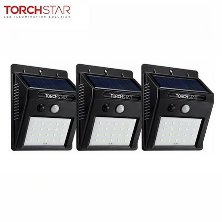 TORCHSTAR 3 Pack Outdoor LED Solar Motion Sensor Lights, Wireless Outdoor Wall Lighting,