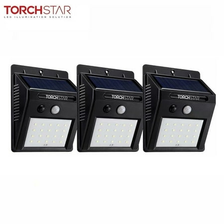 TORCHSTAR 3 Pack Outdoor LED Solar Motion Sensor Lights, Wireless Outdoor Wall Lighting,