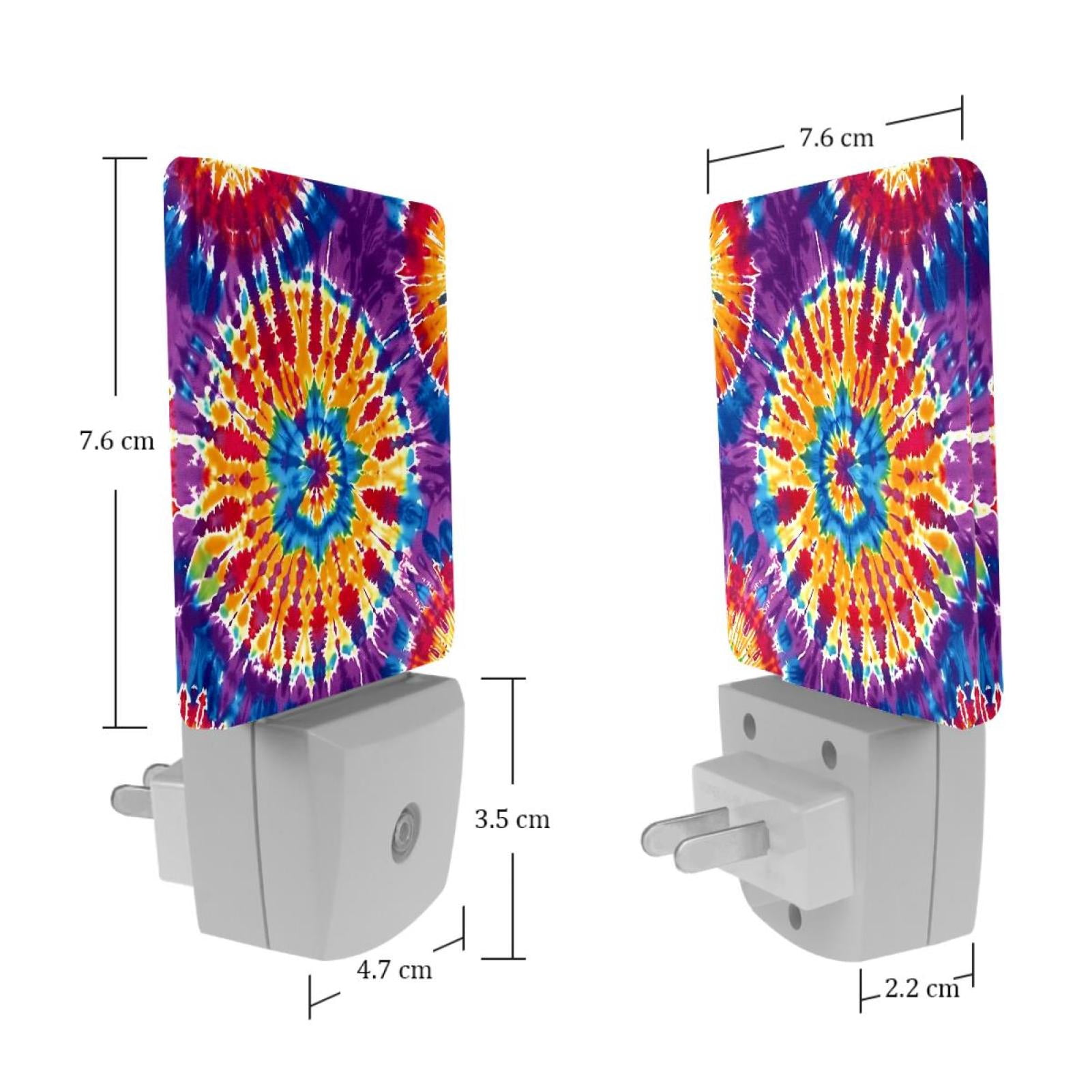 PhooArto Tie Dye Circles Patterns Plug in LED Night Light Auto Sensor Dusk to Dawn Decorative Night for Bedroom, Bathroom, Kitchen, Hallway, Stairs, Baby's Room, Energy Saving