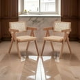 thumbnail image 6 of Tina 22 Inch Dining Armchair Set of 2-Woven Rattan-Natural Brown Wood, 6 of 6