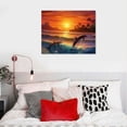 thumbnail image 5 of JRXY Room Decor Dolphins Painting Canvas Art Painting of Dolphins Sunset Artwork Framed Beautiful Dolphins Art for Home Bedroom  16x12in, 5 of 6
