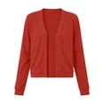 thumbnail image 3 of Vivianyo HD Women's Cropped Cardigan Sweater, Fall Winter Button Down V Neck Long Sleeve Layering Top for Casual Daily Wear, Sizes S-2XL, 3 of 8