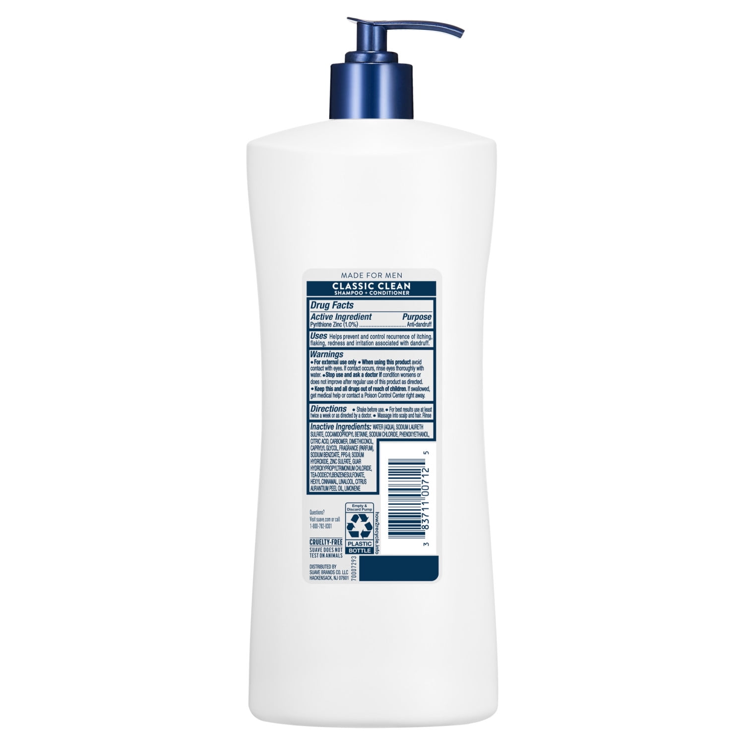 Suave Men 2-in-1 Anti Dandruff Shampoo & Conditioner, Classic Clean, 28 FL OZ