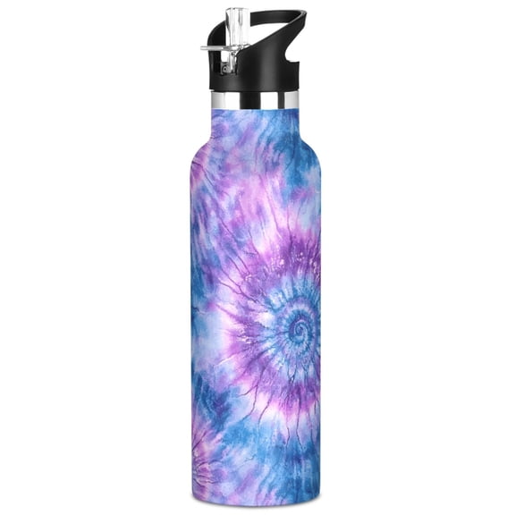 ALAZA Tie Dye Purple-p6 Pattern Stainless Steel Water Bottle Vacuum Insulated Leak-Proof Tumbler with Straw Handle 20oz