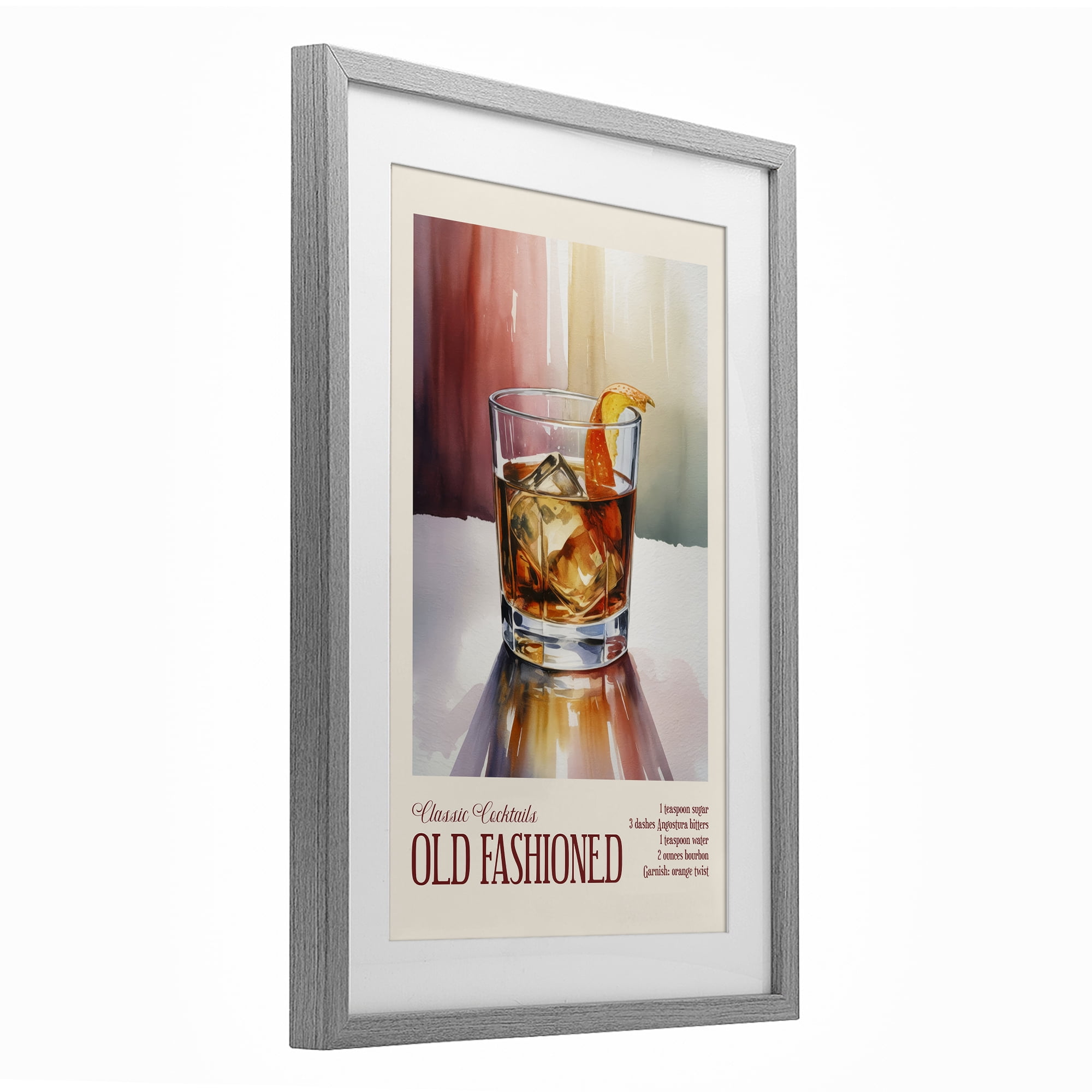 Stupell Industries Old Fashioned on Surface Gray Framed Print Under Glass, design by Andreas Magnusson