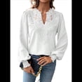 thumbnail image 2 of Blusas de con Lunares, Estilo Bohemio, de Larga y Cuello en V para Mujer, con Encaje de Ganchillo, Estilo Informal y Moderno M, 2 of 9