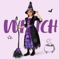 thumbnail image 5 of Joyfy Witch Costume Set for Girls, Halloween Fancy-Dress with Broom Hat for Toddler Kids Halloween Party Dress up 3-14 Years, 5 of 8