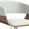 thumbnail image 4 of Simpli Home Lowell Mid Century Modern Adjustable Swivel Bar Stool in White Faux Leather, 4 of 12