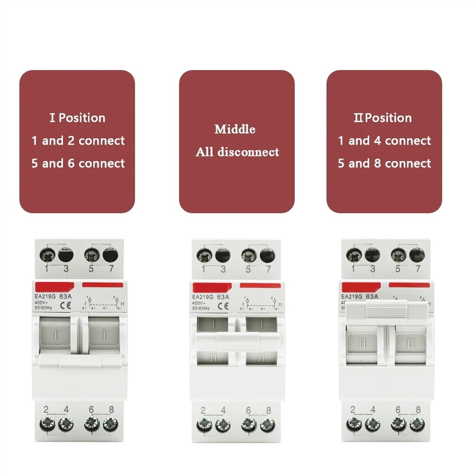 circuit breaker 2P 40A 63A Dual Power Manual Transfer Interlock Circuit Breaker Din Rail Isolating Discounnecting Switch