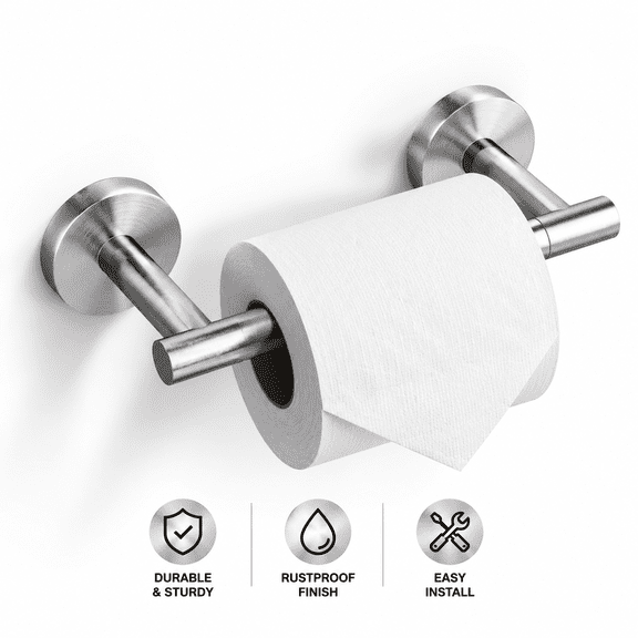 Toilet Paper Holder Wall Mount,Double Post Pivoting Toilet Paper Roll Holder,Brushed Nickel Bathroom Toilet Paper Holder for SUS 304 Stainless Steel