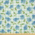 thumbnail image 2 of Ambesonne Nostalgic Fabric by the Yard Microfiber, Old Vintage Flowers, 10 Yards, Pale Blue White Green, 2 of 2