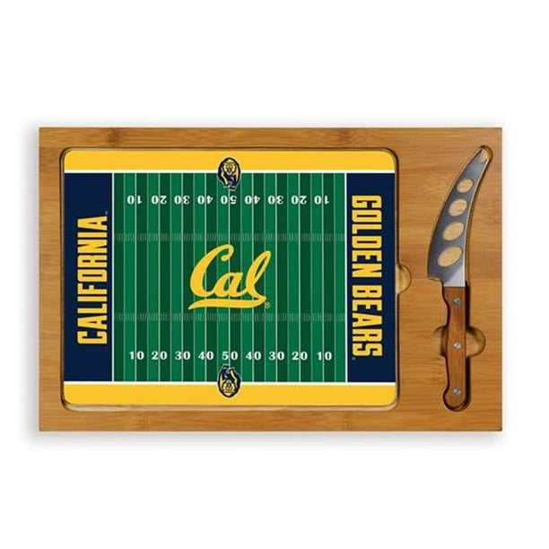 Picnic Time 910-00-505-074-0 Université de Californie Berkeley Ours d'Or-cal Numérique Imprimer Icône-Football Plateau de Planche à Découper avec 3 Pièce Couteau Set&44; Naturel
