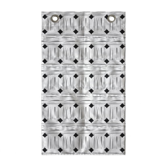 Abstract Hanging Pocket Organizer, Repetitive Monochromatic Pattern Grungy Rounds and Rhombuses Symmetry, Printed Polyester Storage Bag with Pockets, 21" x 31", Charcoal Grey and White
