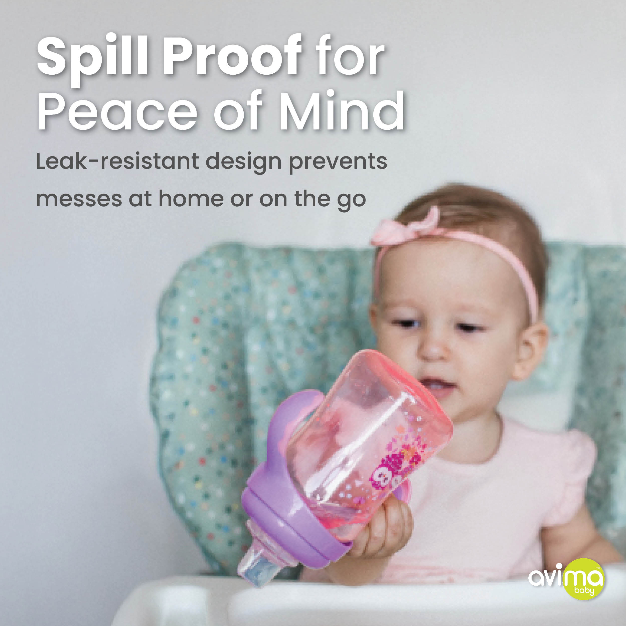 Avima Baby Sippy Cup Trainer, Soft Spout, 10 oz, Pink, 2 Count photo 4
