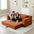 thumbnail image 5 of Miniyam Cloud Loveseat Sofa, 2 in 1 Convertible Folding Couch Bed, No Assembly Compressed Corduroy Floor Lounge Sofa for Apartment Office, Orange, 5 of 10