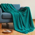thumbnail image 1 of Manta de sofá, manta gruesa, manta de punto con pompón, manta de escritorio para aire acondicionado, manta para el extremo de la cama, manta para siesta (azul, 1 of 5