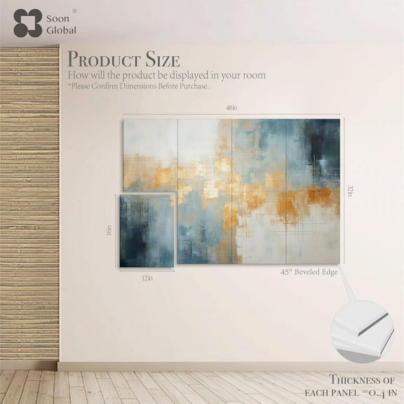 8-Pack Acoustical Wall Panels, 48 x 32 Inches, Teal , Sound Absorbing Art Panels