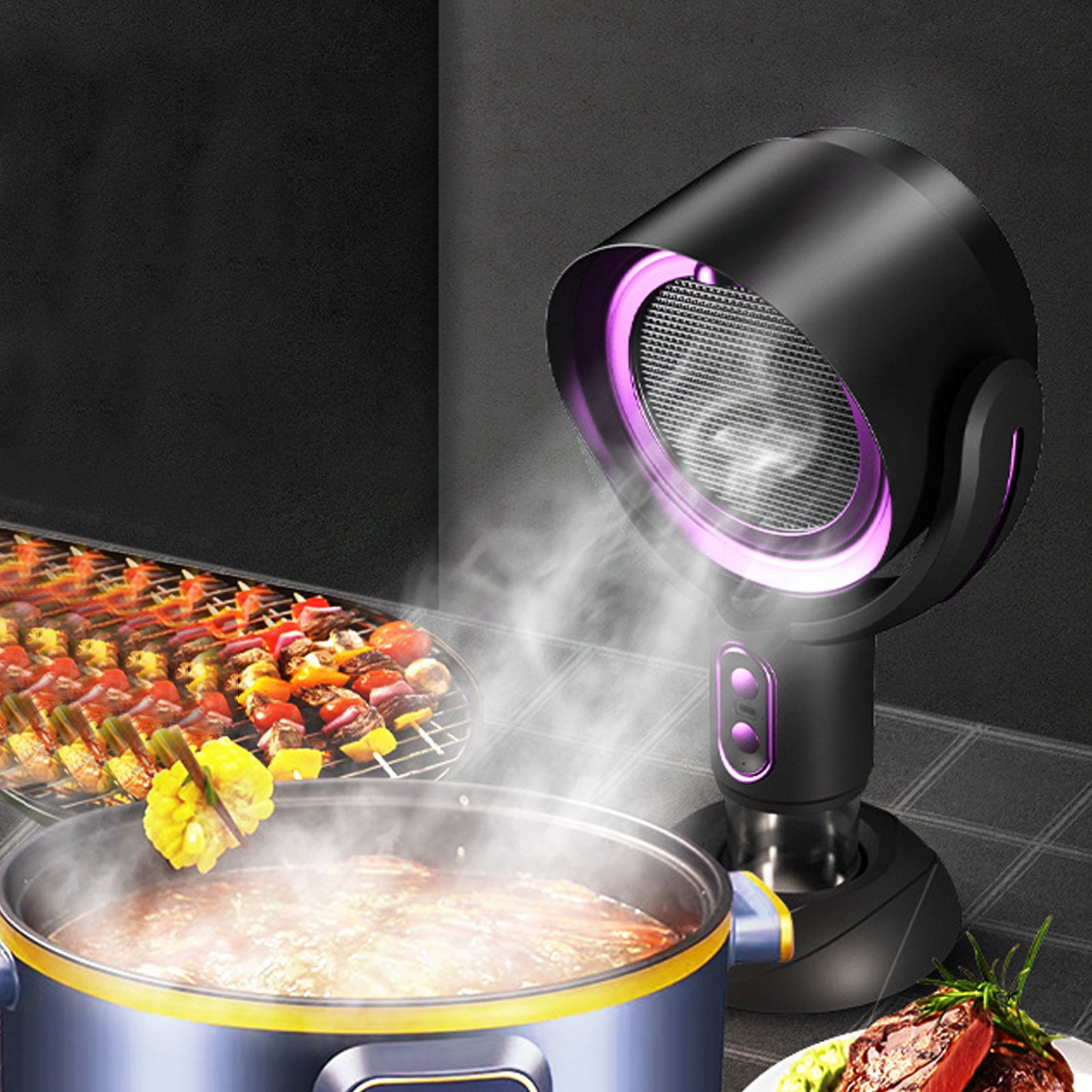 Portable Range Hood, Desktop Range Hood with 2 Speed Exhaust Fan, Removable And Washable Portable Exhaust Fan for Indoor BBQ, Hot Pot And RV Kitchens