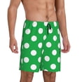 thumbnail image 2 of Balery Green And White Polka Dot Pantalones cortos de pijama de punto de algodón para hombre con cinturilla y bolsillos-Medium, 2 of 6