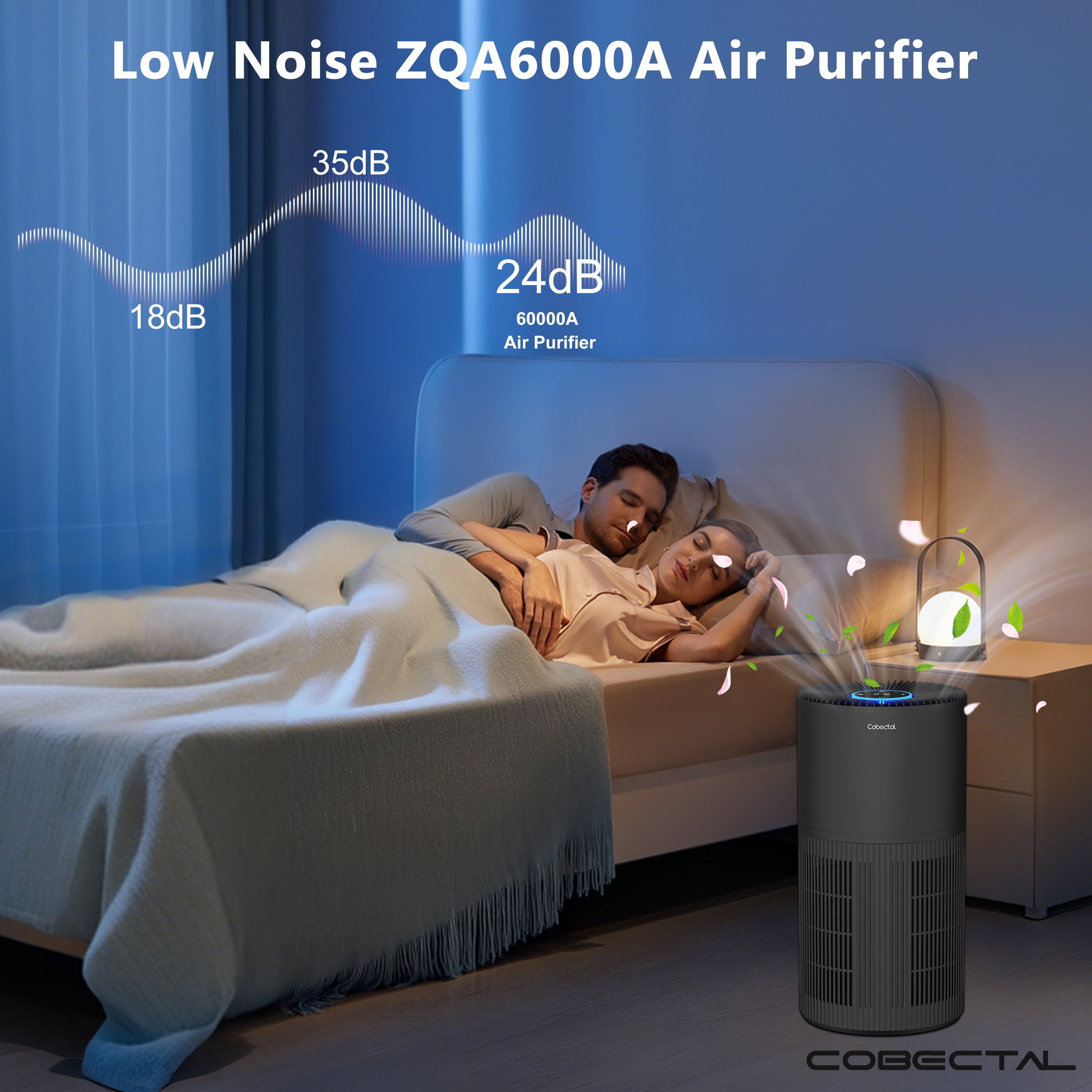 Cobectal ZQA6000A HEPA Air Purifier for Home with Dust & Hair Filter, Pet-Friendly, White