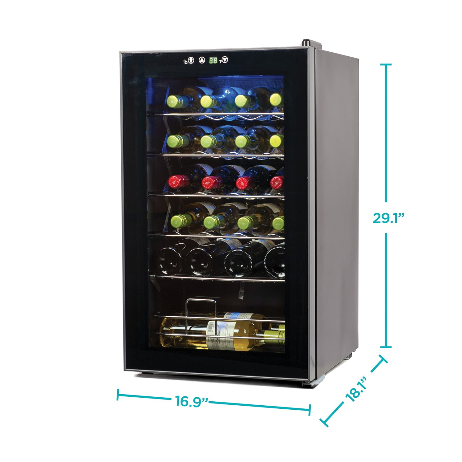 BLACK+DECKER Wine Fridge 14 Bottles, Wine Cooler Refrigerator with  Compressor Cooling, Freestanding Wine Refrigerator with Chrome Shelving,  BD61516