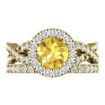 thumbnail image 2 of Clara Pucci 14K Yellow Gold Round Cut 1Ct Simulated Yellow Diamond Engagement Ring + Matching Band - Luxury Box Included, 2 of 7
