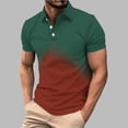 thumbnail image 2 of Men's Casual Printed Short Sleeve Half Button Down Lapel Shirt Top Polyester Blend Breathable Relaxed Fit Summer Beach Vacation Daily Wear | JASKFLY,Army Green L, 2 of 6