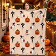thumbnail image 4 of Halloween Blanket 50x60in Flannel Throw for Sofa Couch Bed, Soft Cozy Fleece Plush Blanket with Ghost Pumpkin Skull Print, Halloween Decorations Gift by OVFUIZ, 4 of 6