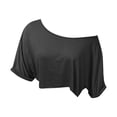 thumbnail image 6 of Off Shoulder T Shirts for Women 2026 Summer Short Sleeve One Shoulder Casual Cropped Tshirt Going out Tops Streetwear, 6 of 6