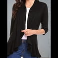 thumbnail image 4 of Cárdigan Informal de Cuartos para Mujer, Moderno Cárdigan Abierto por Delante. Negro XXL, 4 of 8