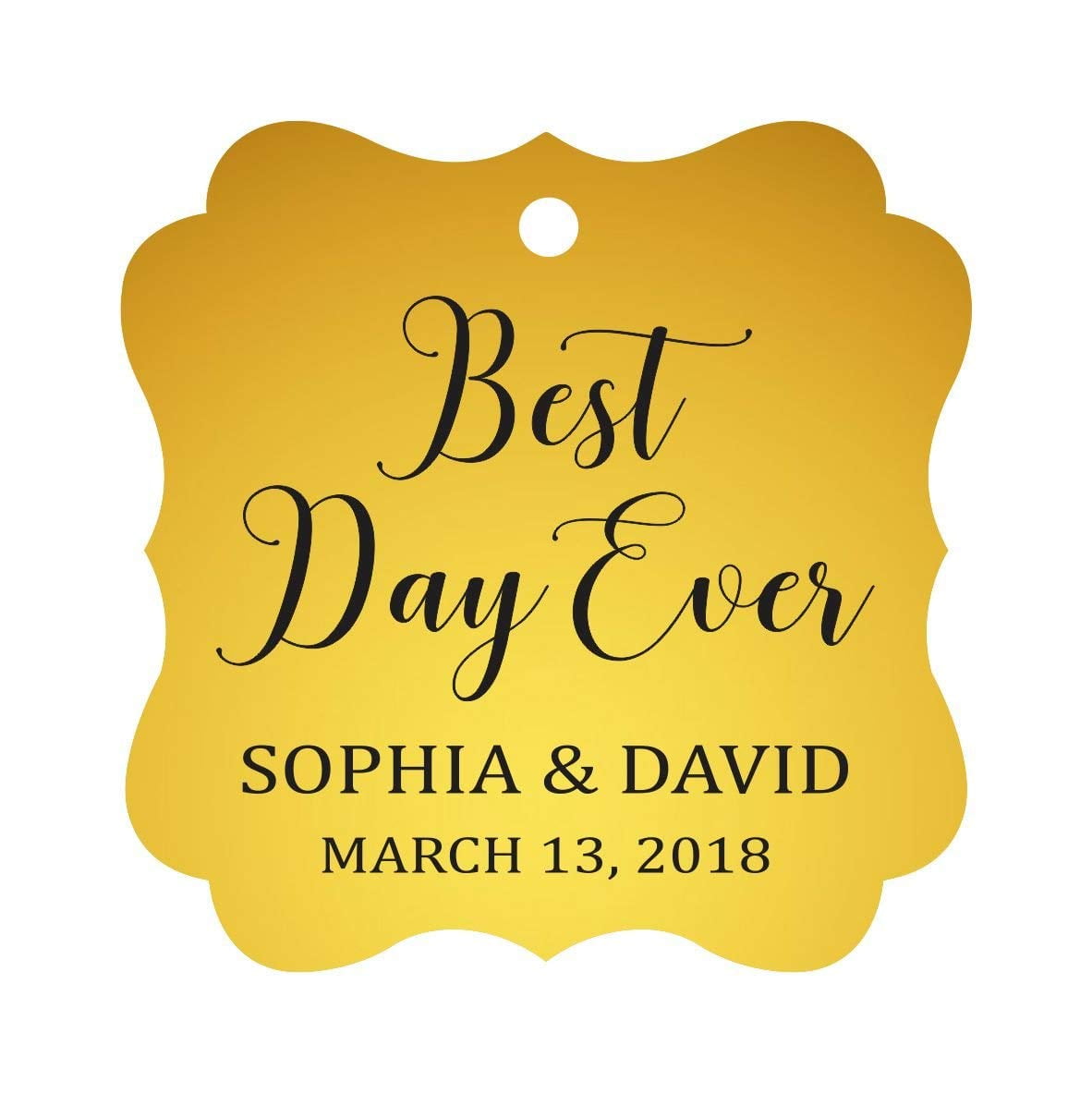 Darling Souvenir Personalized Fancy Frame Wedding Gift Tags 'Best Day