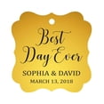 thumbnail image 1 of Darling Souvenir Personalized Fancy Frame Wedding Gift Tags 'Best Day Ever' Custom Name & Date Favor Hang Tags-Metallic Gold-100 Tags, 1 of 1