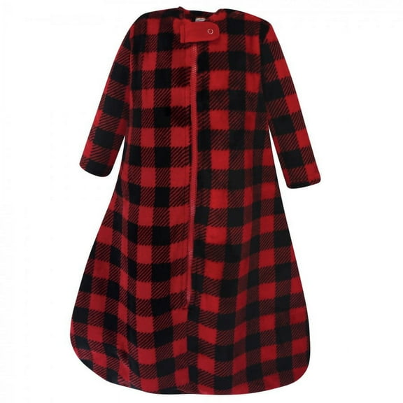 Hudson Baby Infant Plush Sleeping Bag, Sack, Blanket, Buffalo Plaid Long-Sleeve, 0-6 Months