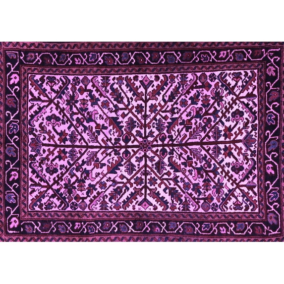 Ahgly Company Indoor Rectangle Persian Purple Traditional Area Rugs, 5' x 7'