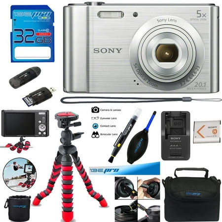 Sony Cyber-shot DSC-W800 Digital Camera (Silver) + Deal-Expo Accessories Bundle