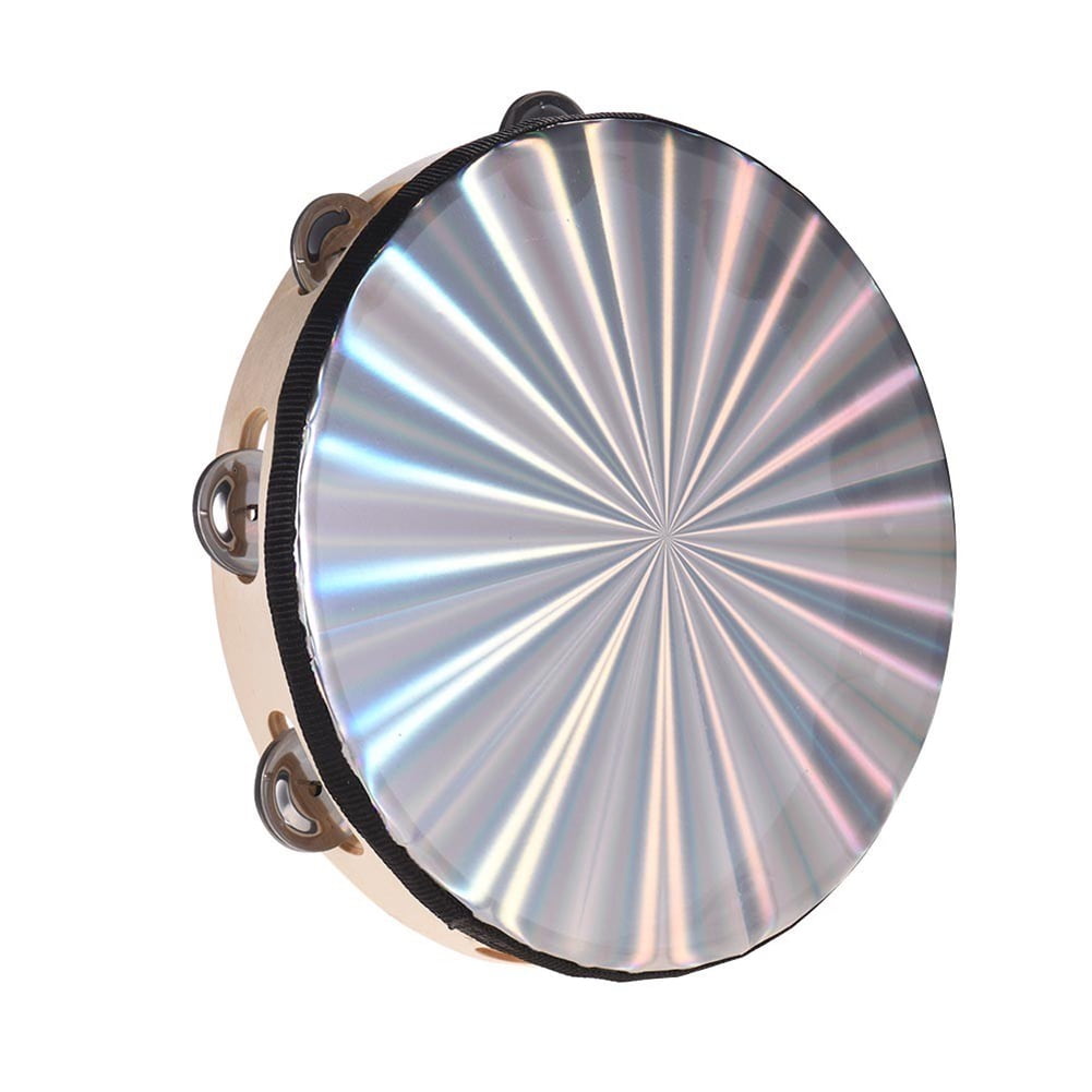 AYYUFE 10inch Reflective Tambourine Single Row Bell Jingle Percussion Instruments