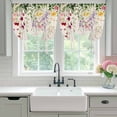 thumbnail image 5 of Flowers Spring Summer Tie Up Curtain 54 Inches Long, Leaves Floral Retro Beige Balloon Style Kitchen Window Curtain Over Sink, Small Window Rod Pocket Curtain 42"x54", 5 of 9