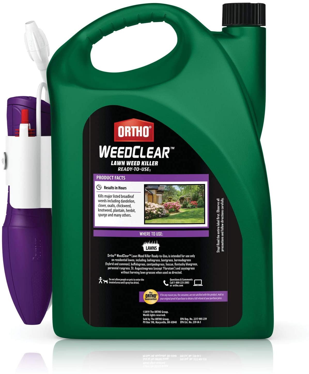 Ortho WeedClear Lawn Weed Killer Ready-to-Use1 - with Comfort Wand, Results in Hours, Kills Dollarweed, Dandelion, Clover and Chickweed to the Root, 1 gal.