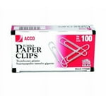 ACCO Paper Clips, Jumbo, Smooth, 100 Clips/Box, 1 Box (72580)