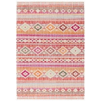 SAFAVIEH Montage Watson Geometric Indoor/Outdoor Area Rug, Red/Fuchsia, 6' x 9'
