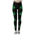 thumbnail image 4 of Arlun St Patricks Day Leggings for Women Casual Shamrock Printed Straight Stretch Leggings Irish Green Soft Comfortable High Waist Tummy Control Workout Yoga Pants Black XXL, 4 of 5