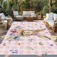 thumbnail image 2 of Bunny Easter Outdoor Rug 3x5 Ft - Reversible Patio Rug Outdoor Camping Rugs, Pink Plaid Spring Floral Pastoral Washable Indoor Outdoor Area Rugs, Non-Slip Outdoor Carpet Runner for Deck/Porch, 2 of 8