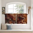 thumbnail image 3 of Brown Marble Tier Curtains, Ombre Abstract Striped Mottled Aesthetic Light Filtering Kitchen Curtains, 2Pcs Rod Pocket Half Window Treatments Panels for Sink Cafe Cabinet Camper 27.5x36 Inches, 3 of 9