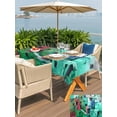 thumbnail image 6 of 60x84 Inch Outdoor Tablecloth with Umbrella Hole Zipper Rectangle Abstract Green Rectangular Tablecloths Outside Waterproof Painting Buildings Geometric Color Block Patio Table Cover for Picnic Party, 6 of 8