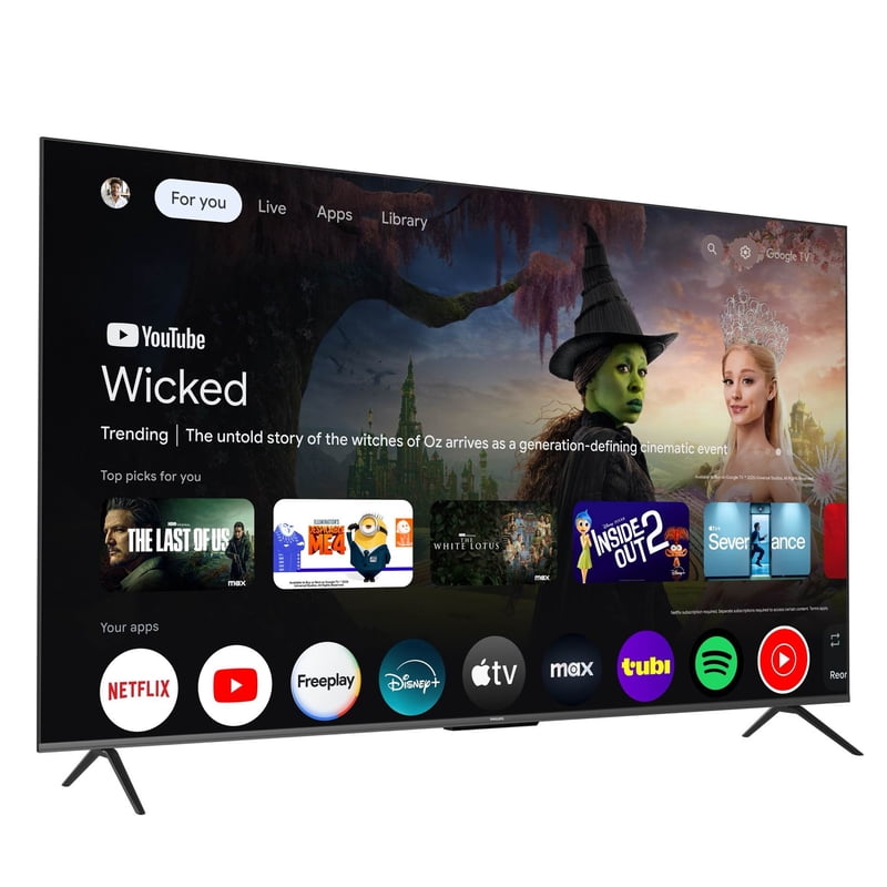 Philips 85" Class QLED 4K UHD (2160p) Google Smart TV (85PQL7456/F7) front and back view