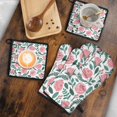 thumbnail image 5 of Pioneer Flower Floral Print Pattern Kitchen Oven Mitt and Pot Holder Sets 4 Pcs for Baking, Cooking and Grilling, Heat Resistant Up To 392 °F, 5 of 7