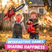 2-in-1 Kids Leaf Blower & Toy Chainsaw Set, Pretend Play Real Working Lawn Garden Tools with Sound, Outdoor Role Play Toy for Kids Boys
